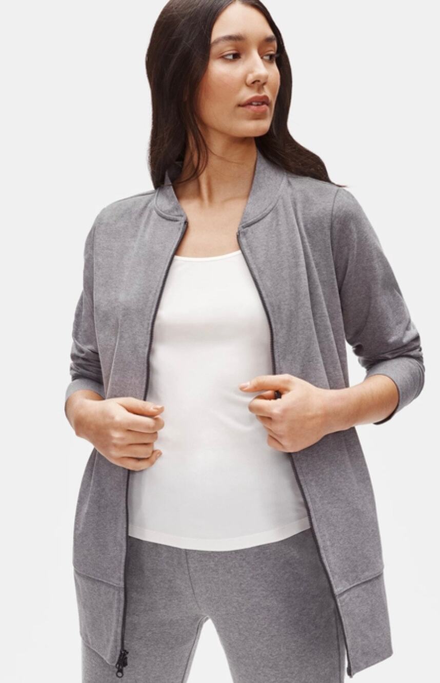 Eileen Fisher Heathered Organic Cotton Stretch Flight Jacket - sz M